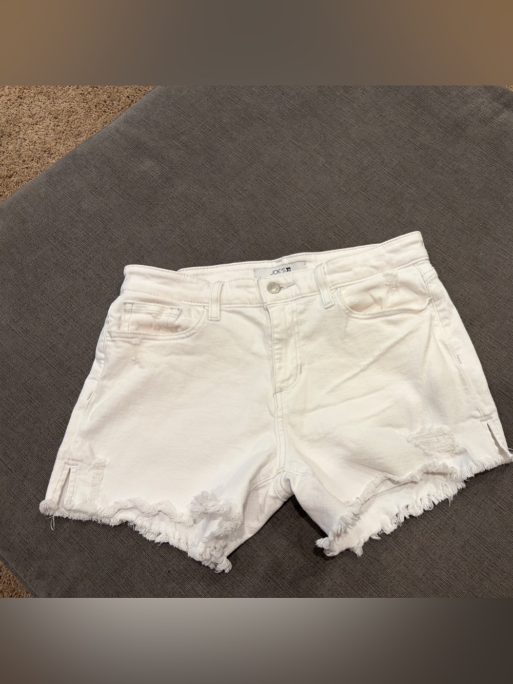 Joe’s Jeans White Frayed Hem Denim Shorts
